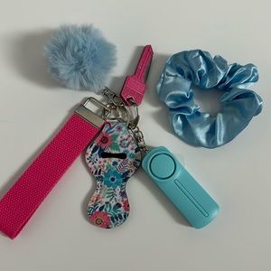 Floral blue & pink keychain